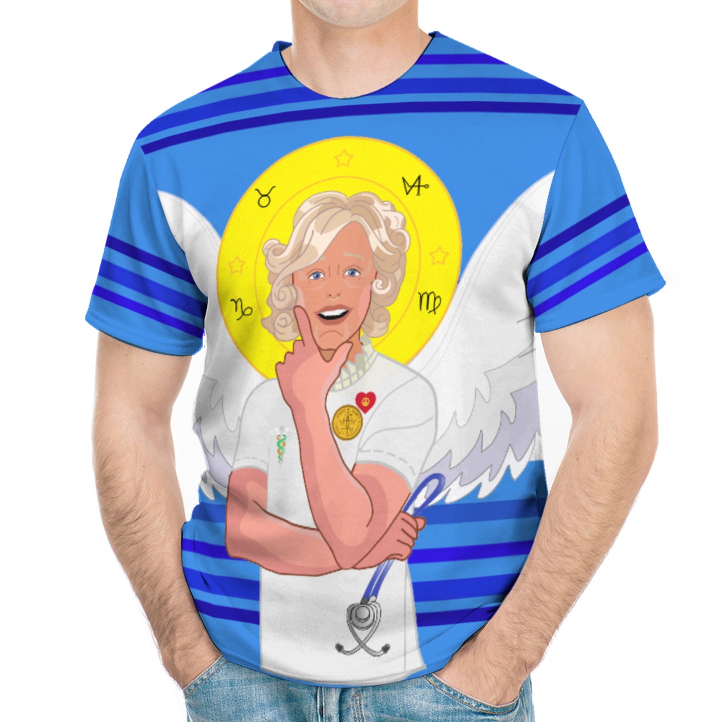 Men´s T-shirt GLOBAL FREEDOM UNITED© Archangel Gabriel Arabic Deep Blue