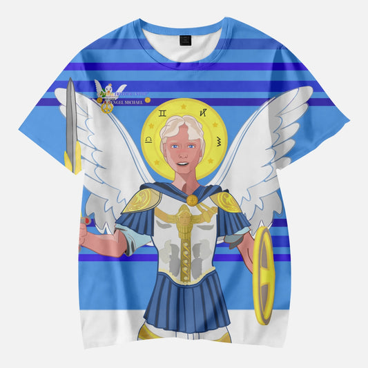 AOP Kids' Short T-Shirts GLOBAL FREEDOM UNITED ARCHANGEL MICHAEL DEEP BLUE