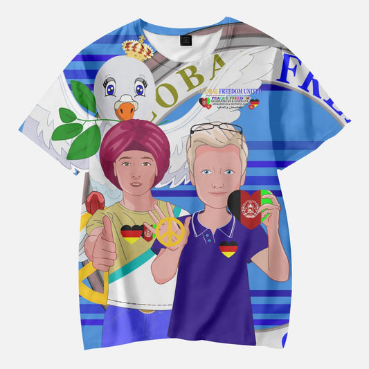 AOP Kids' Short T-Shirts GLOBAL FREEDOM UNITED BOY AFGHANISTAN & GERMANY DEEP BLUE