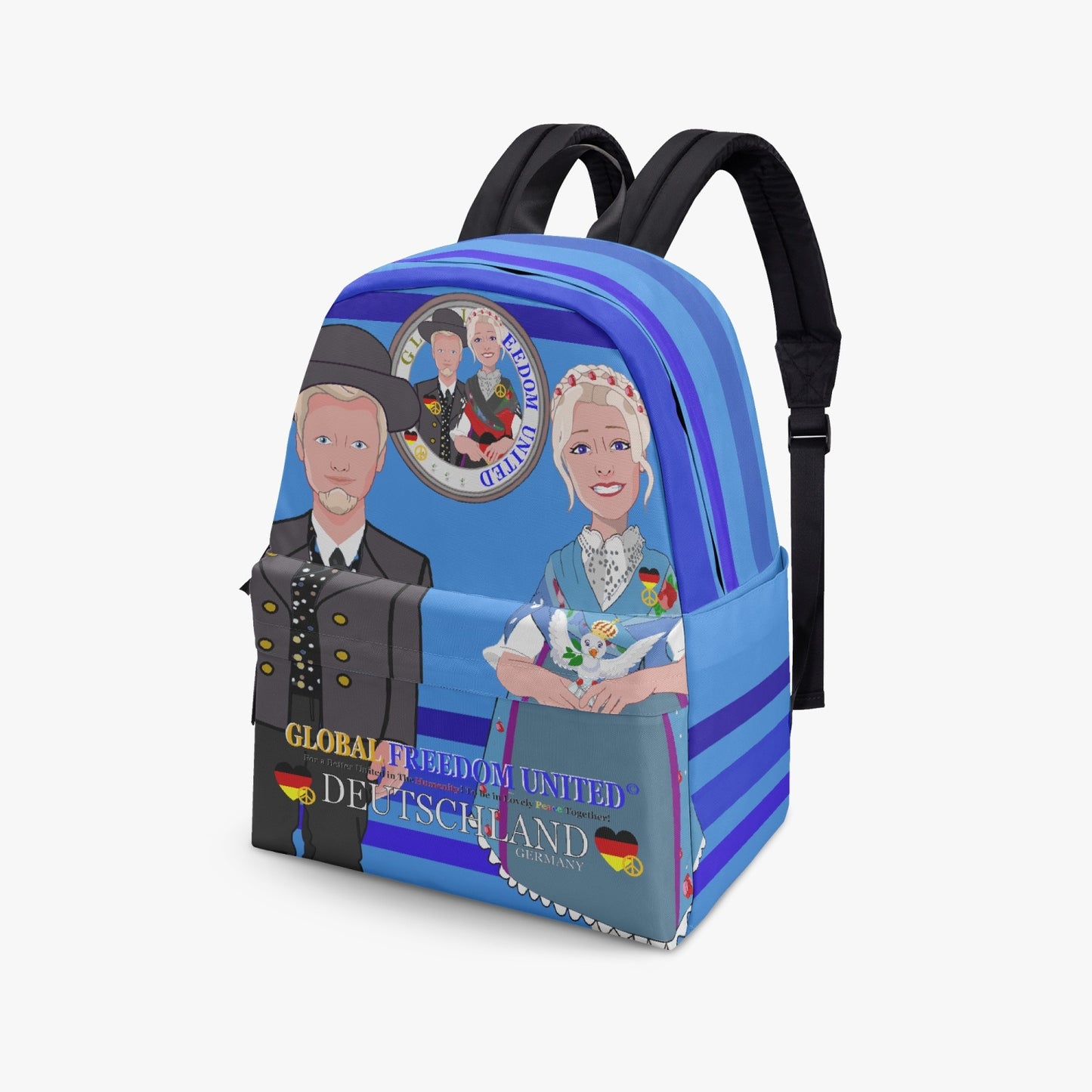 GLOBAL FREEDOM UNITED© Couple Germany Deep Blue - All-over-print Canvas Backpack