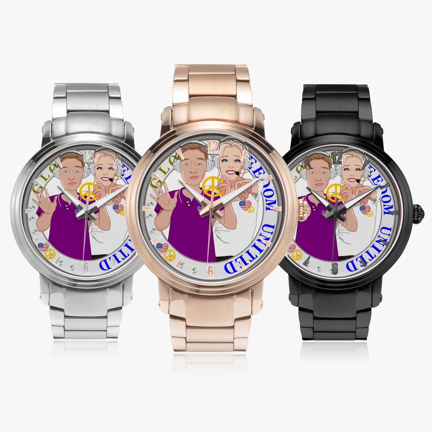 GLOBAL FREEDOM UNITED© Wight American - New Steel Strap Automatic Watch (With Indicators)