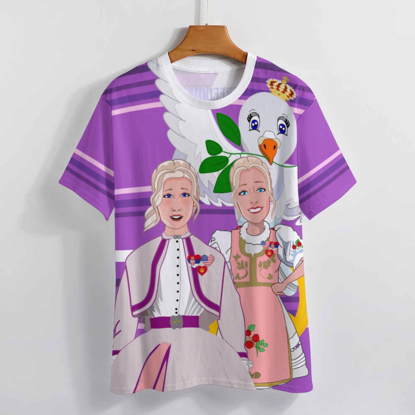 Women´s T-shirt 3 GLOBAL FREEDOM UNITED© Women Serbia & USA Lilac