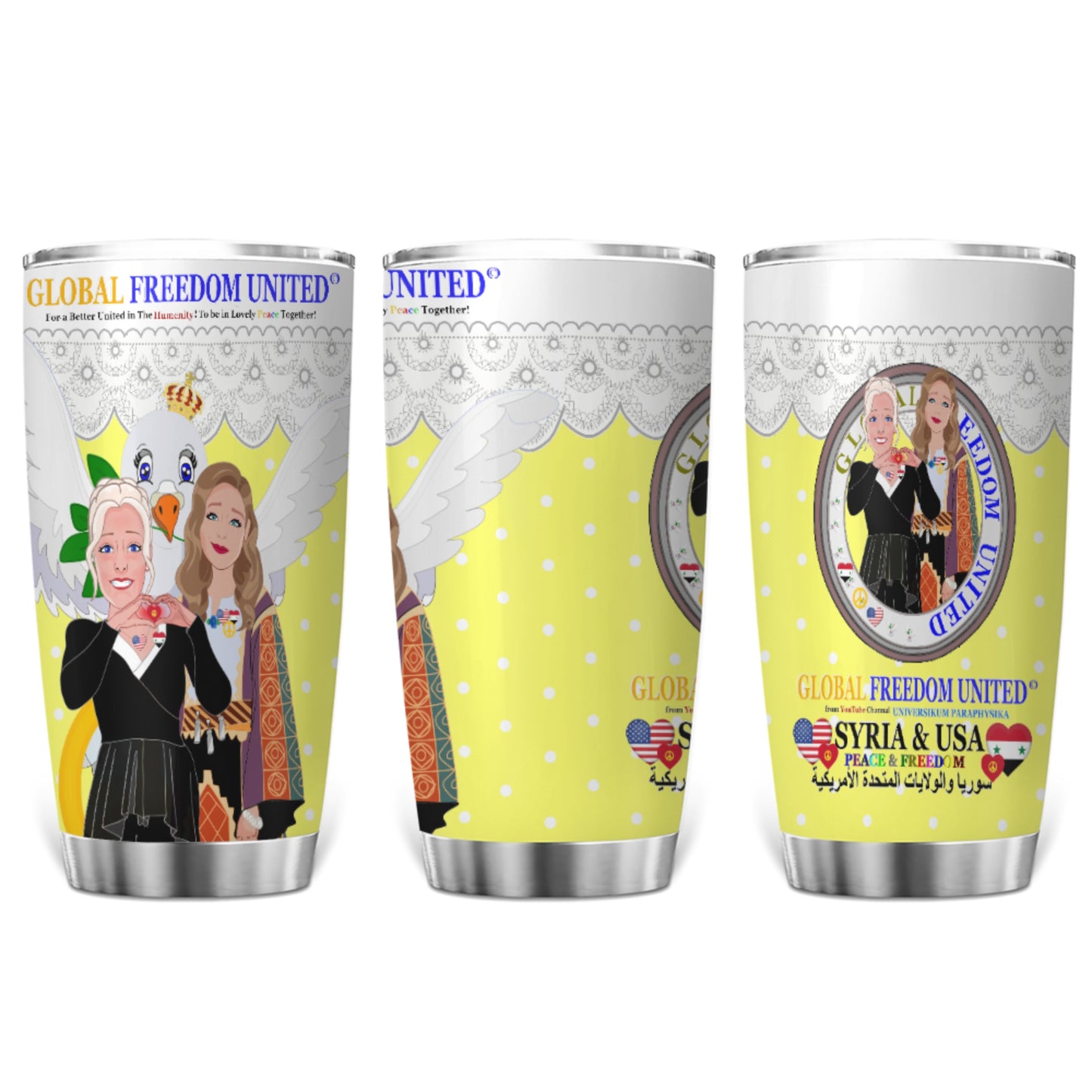 Tumbler GLOBAL FREEDOM UNITED© Women Syria & USA Yellow