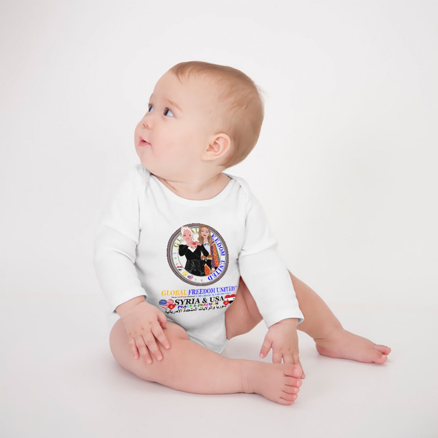 Baby Long-sleeve Bodysuit Global Freedom United© Women Syria & Usa