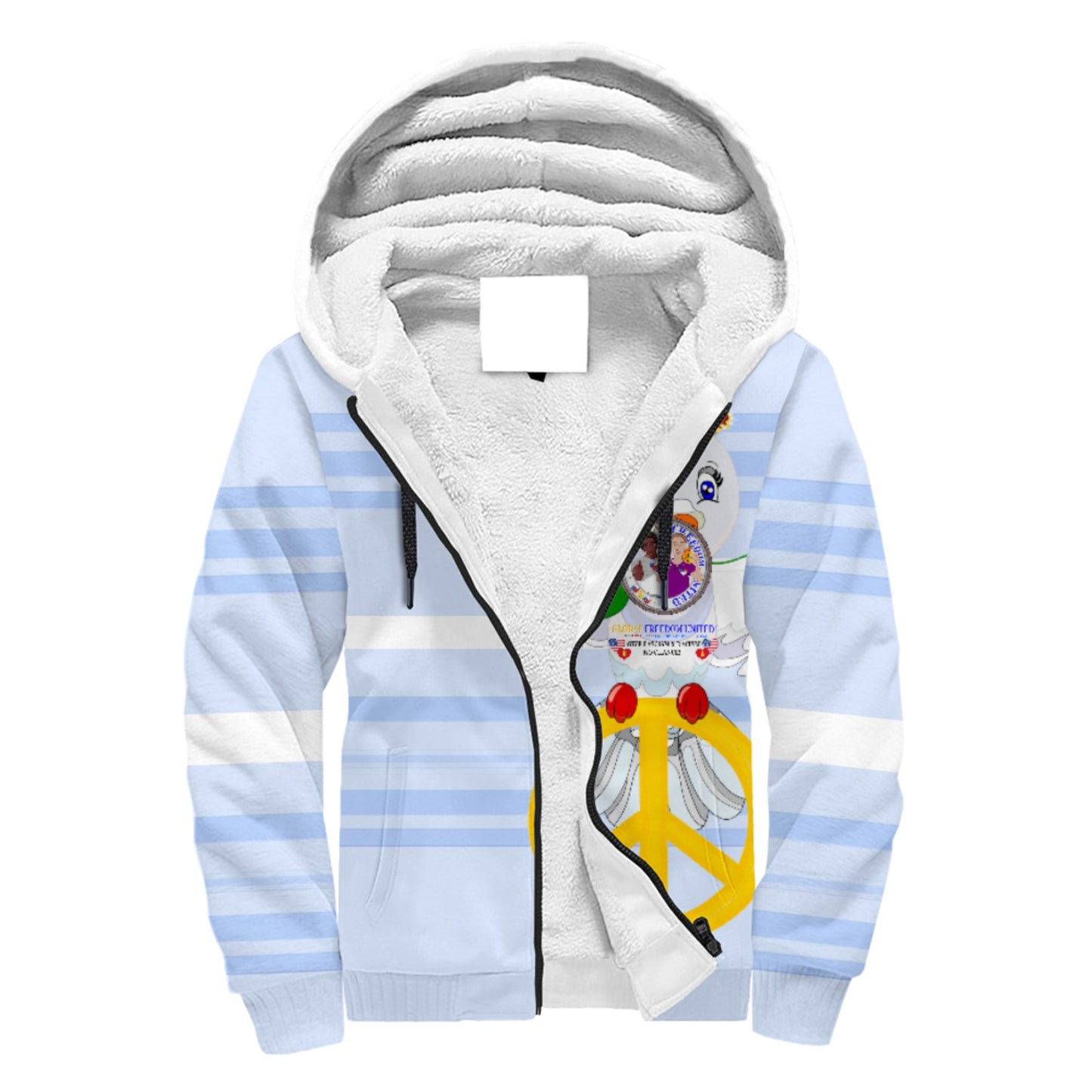 Plush Hoodie GLOBAL FREEDOM UNITED© Men Anti Racism & Fascism USA Light Blue