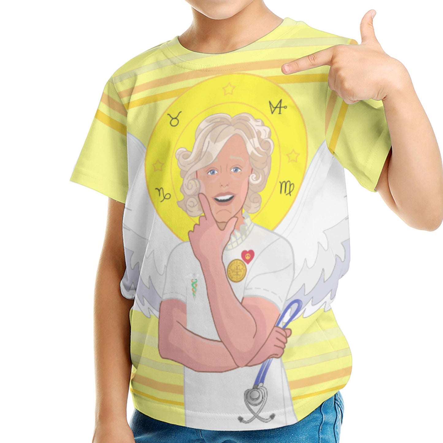 Kid´s T-shirt 2 GLOBAL FREEDOM UNITED© Archangel Gabriel Hebrew Yellow