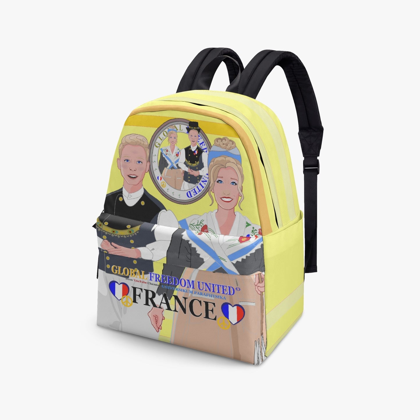 GLOBAL FREEDOM UNITED© Couple French Yellow - All-over-print Canvas Backpack