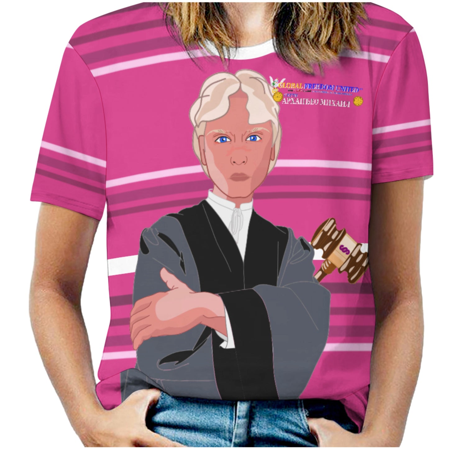 Women´s T-shirt  GLOBAL FREEDOM UNITED© Archangel Michael Serbia V5 Pink2