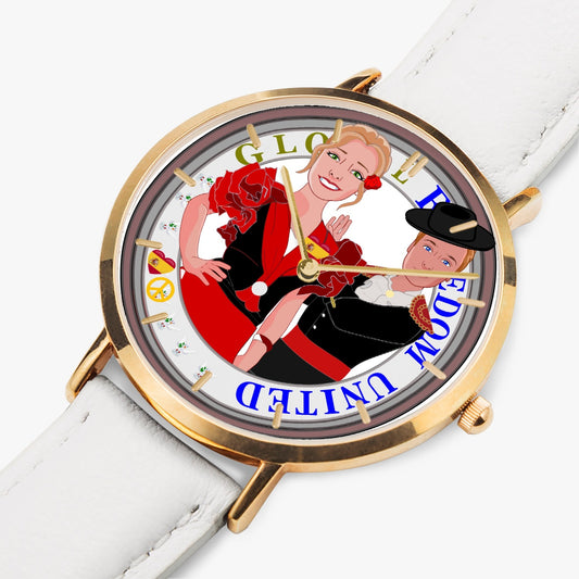 Hot Selling Ultra-Thin Leather Strap Quartz Watch (Rose Gold With Indicators) GLOBAL FREEDOM UNITED© COUPLE SPAIN