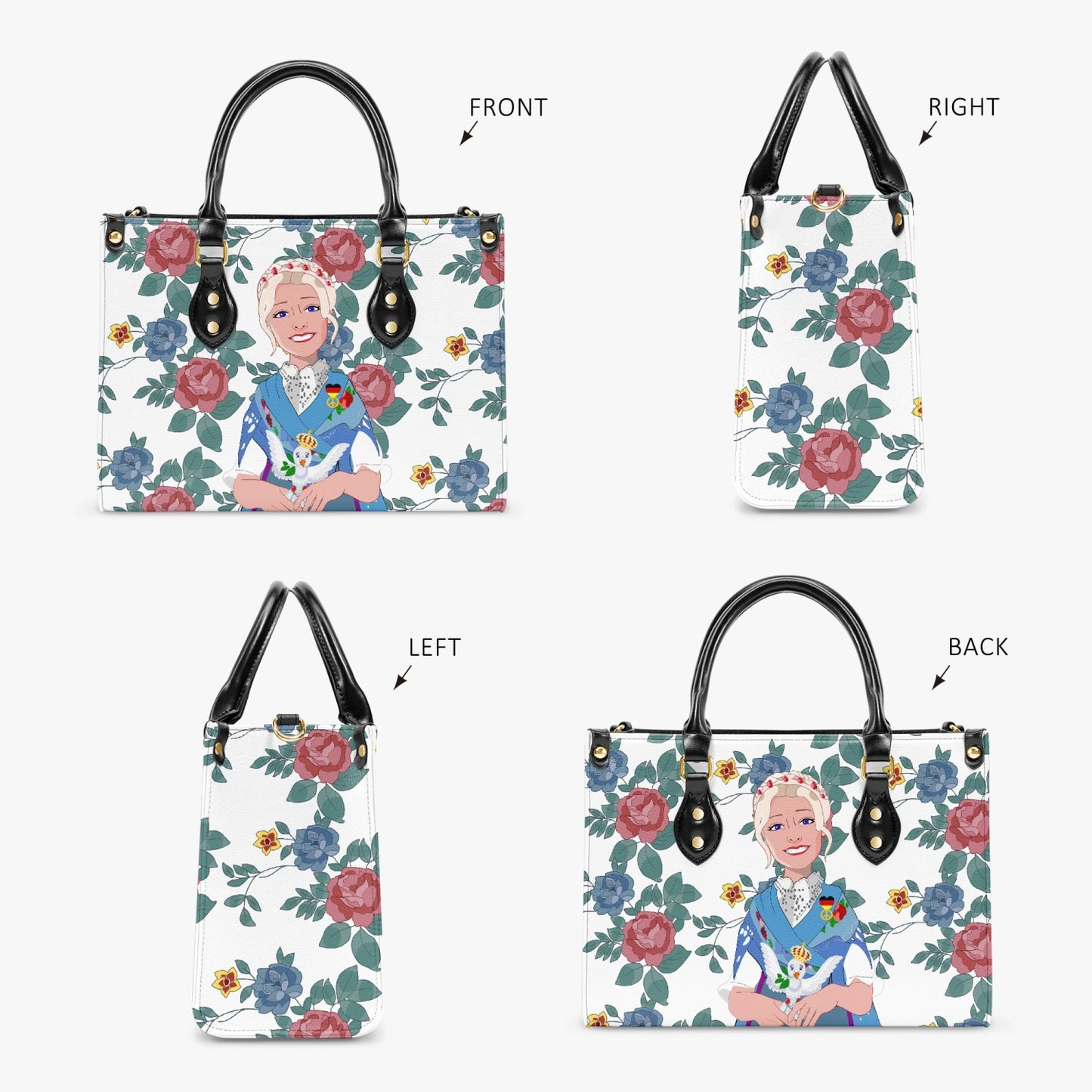 Concise Type Women's Tote Bag GLOBAL FREEDOM UNITED© Couple Germany Blue1