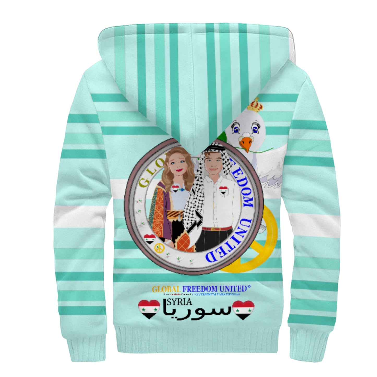 Plush Hoodie GLOBAL FREEDOM UNITED© Couple Syria Light Green