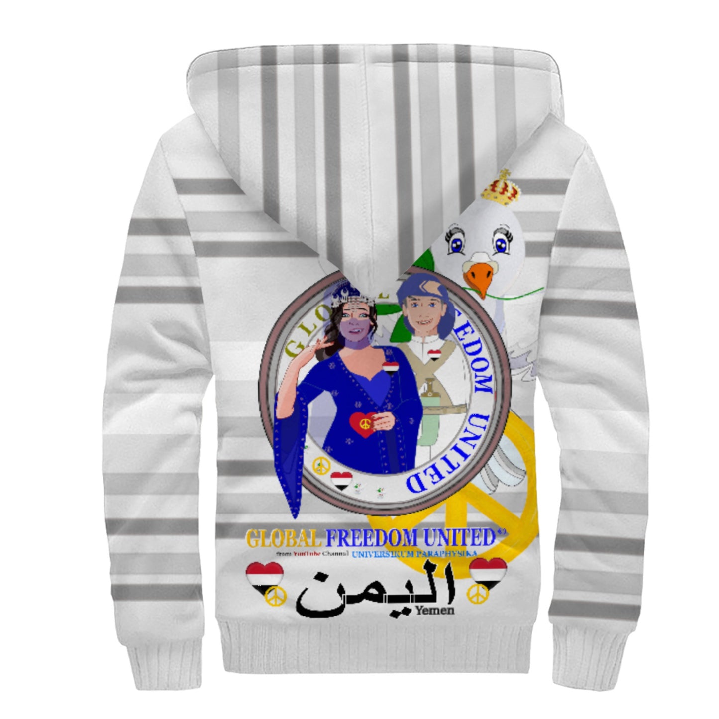 Plush Hoodie GLOBAL FREEDOM UNITED© Couple Yemen Grey