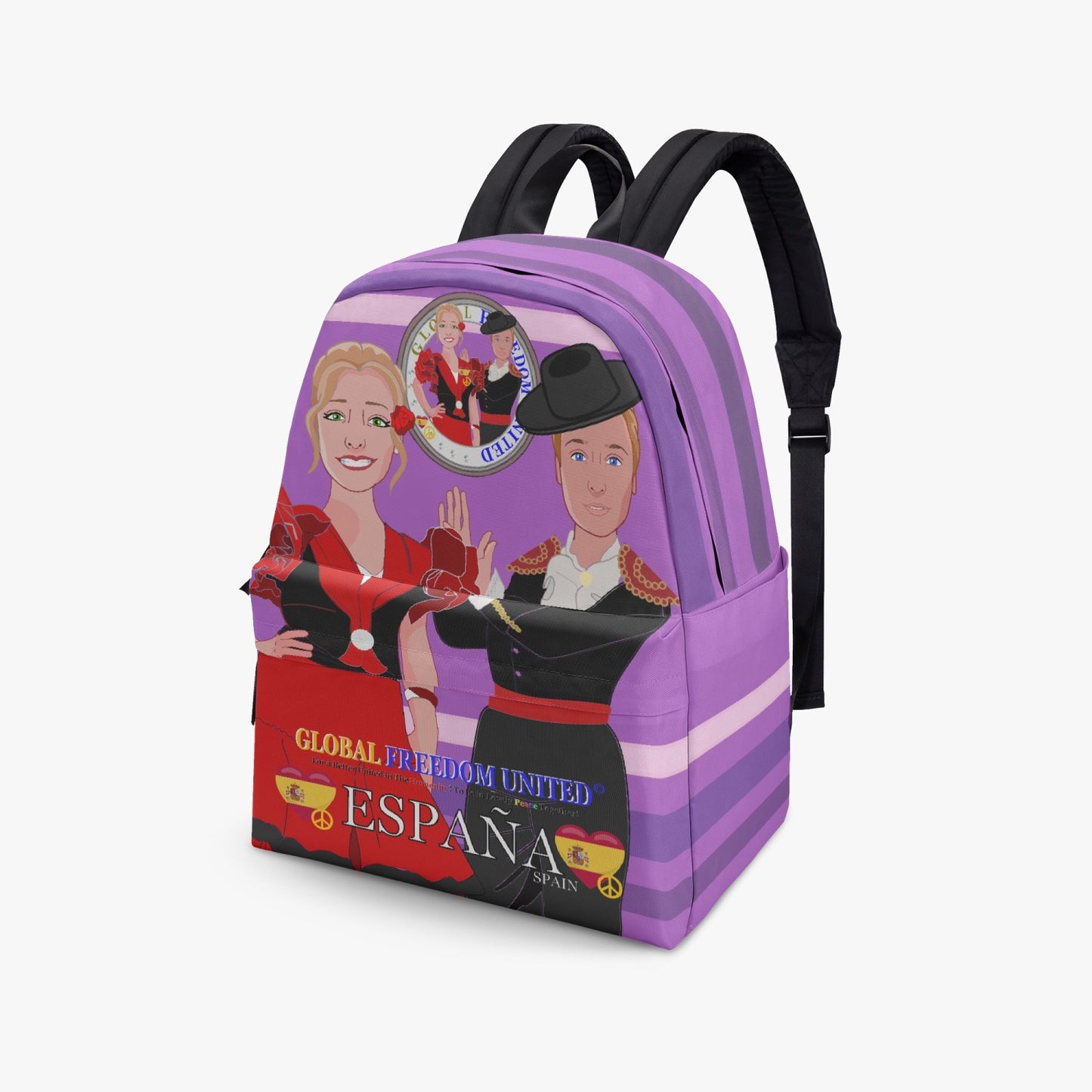GLOBAL FREEDOM UNITED© Couplen Spain Lilac - All-over-print Canvas Backpack