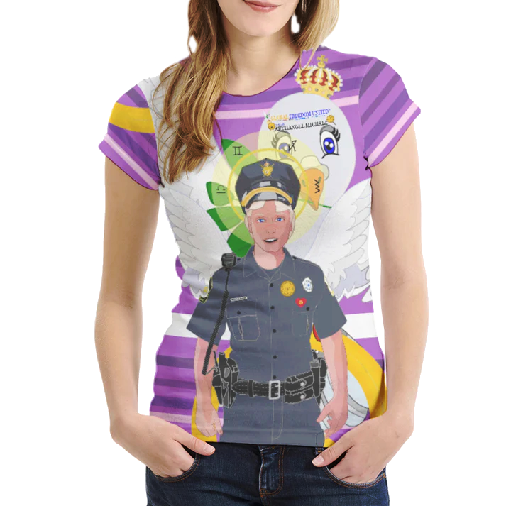 Women´s T-shirt 1 GLOBAL FREEDOM UNITED© Archangel Michael As Policemen Lilac