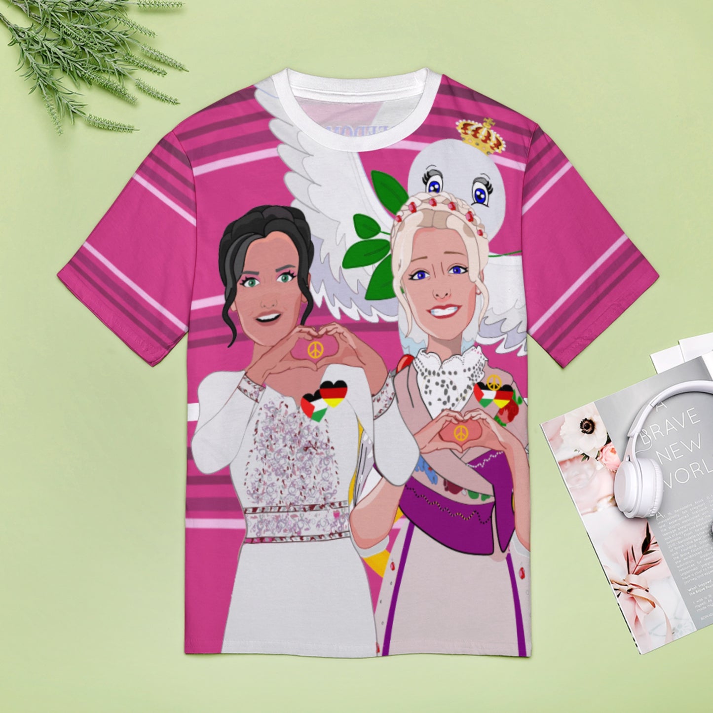 Women´s T-shirt 2 GLOBAL FREEDOM UNITED© Women Palestina & Germany Pink