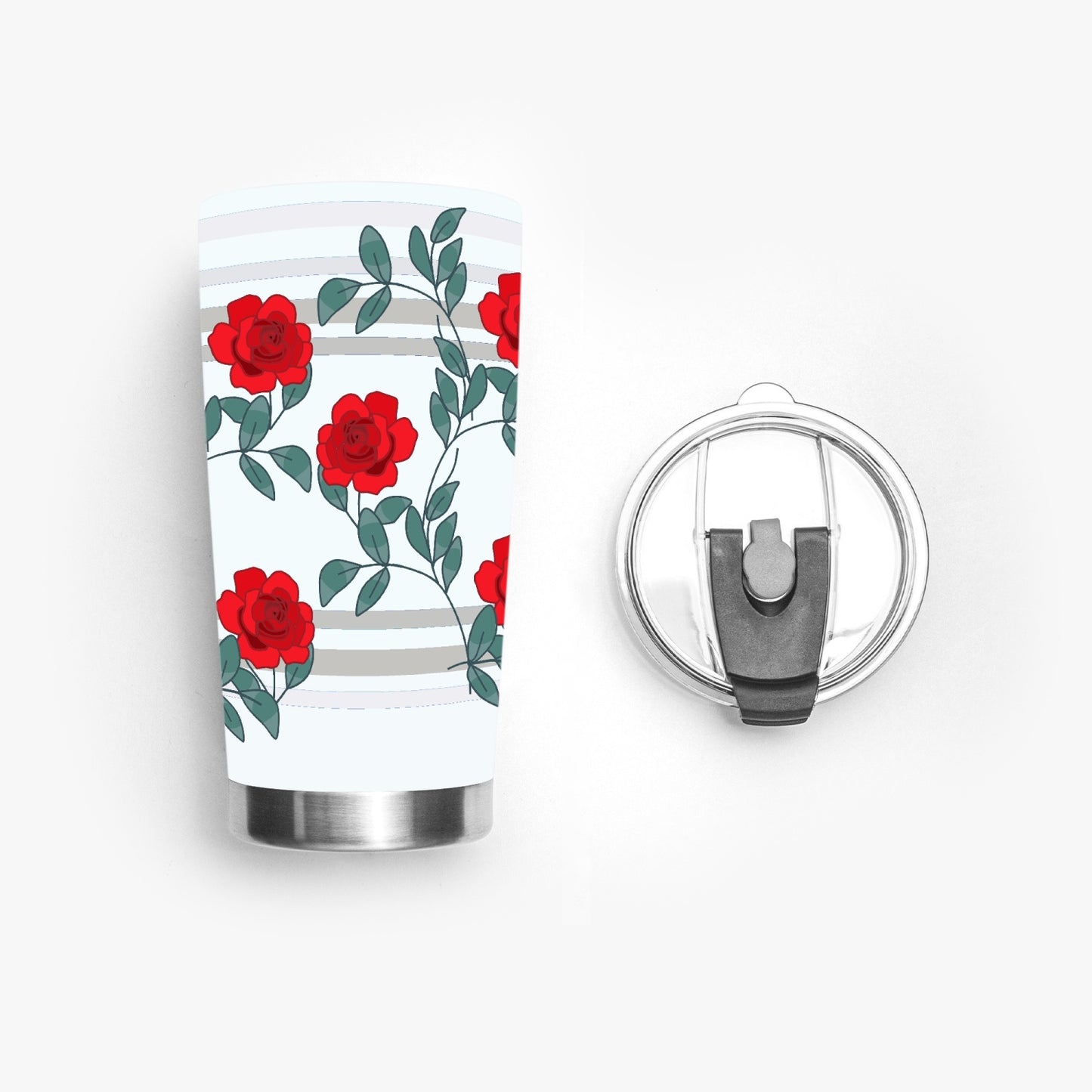 Tumbler GLOBAL FREEDOM UNITED© UNIVERSIKUM PARAPHYSIKA SPIRITUEL RED ROSES with Skarabeus Beetle