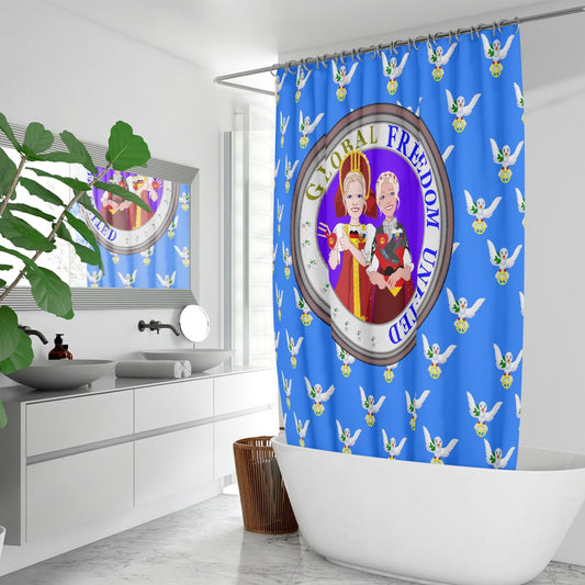 GLOBAL FREEDOM UNITED WOMEN RUSSIA & GERMANY OLD PEACE BLUE Quick-drying Shower Curtain
