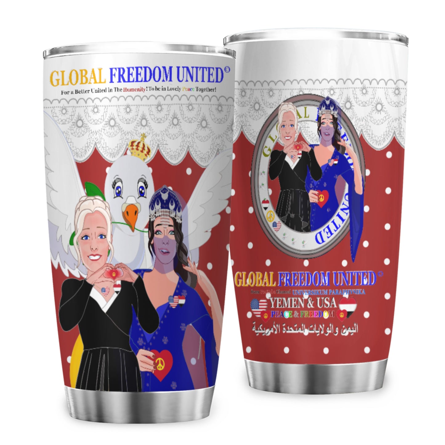 Tumbler GLOBAL FREEDOM UNITED© Women Yemen & USA Red