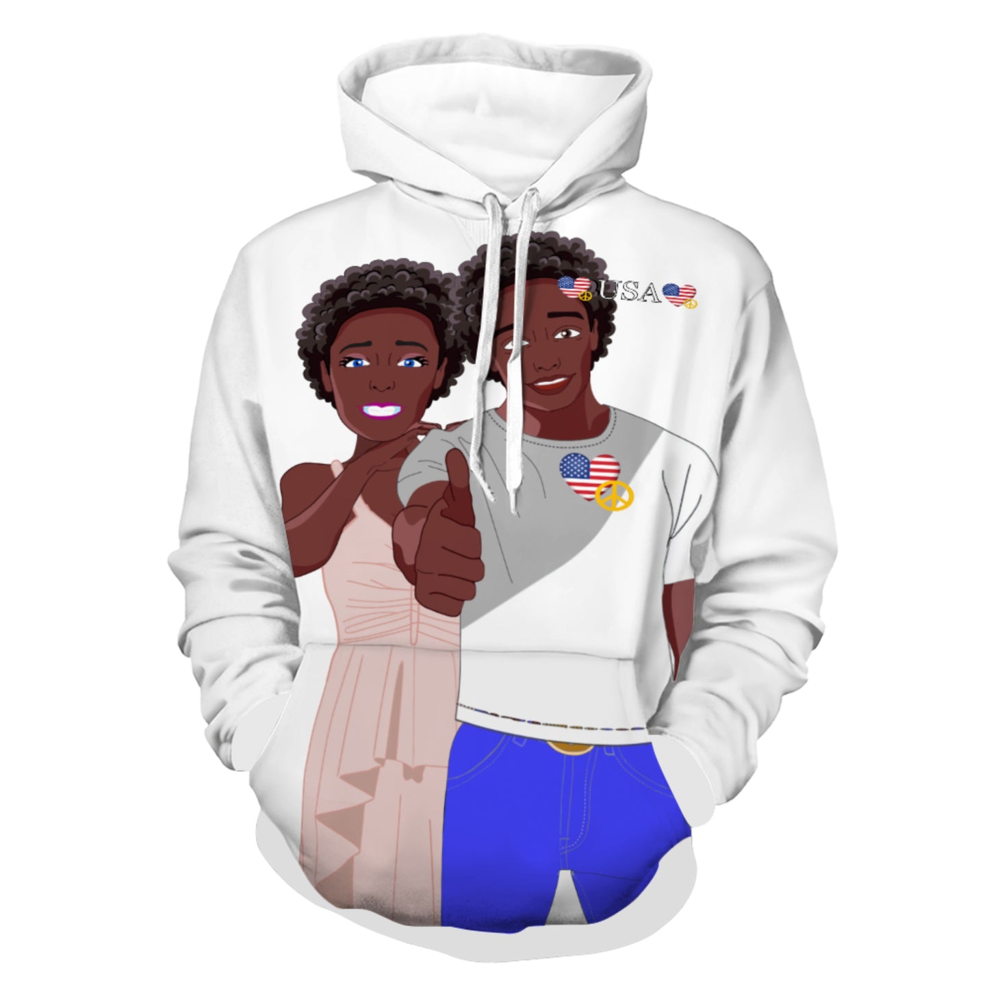 Hoodie GLOBAL FREEDOM UNITED© Couple USA Afro American