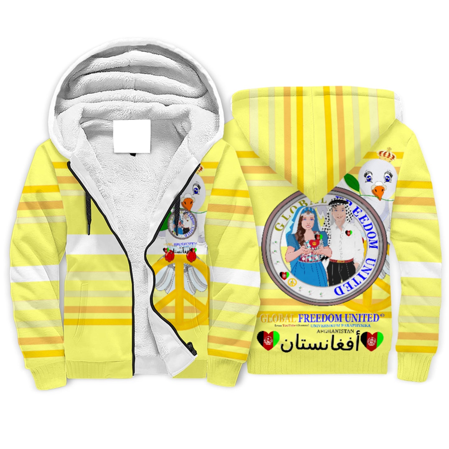 Plush Hoodie GLOBAL FREEDOM UNITED© Couple Afghanistan Yellow