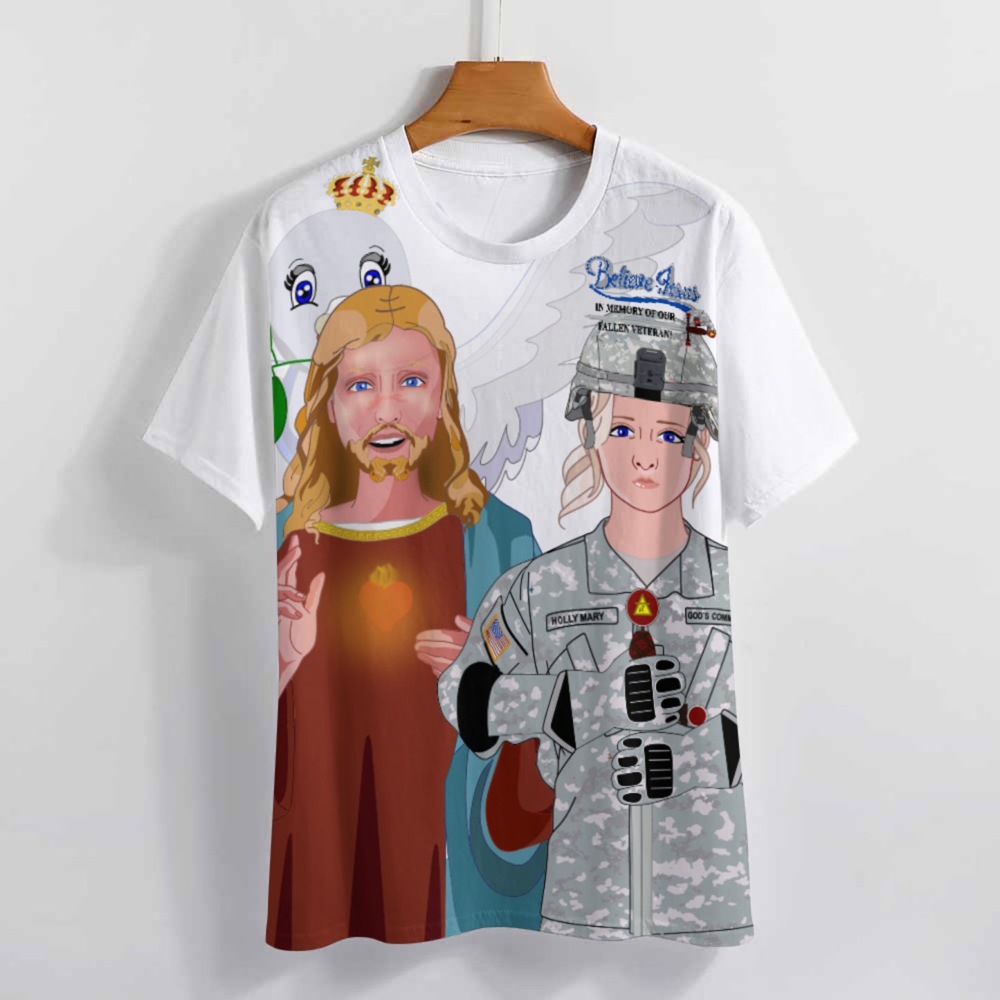 Women´s T-shirt GLOBAL FREEDOM UNITED© Jesus Christ For Fallen Us American Soldiers Wight