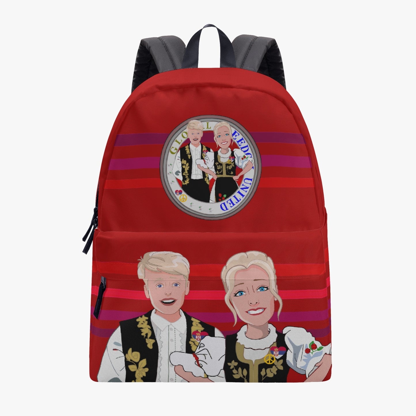 All-over-print Canvas Backpack GLOBAL FREEDOM UNITED COUPLE EDITION SERBIA RED