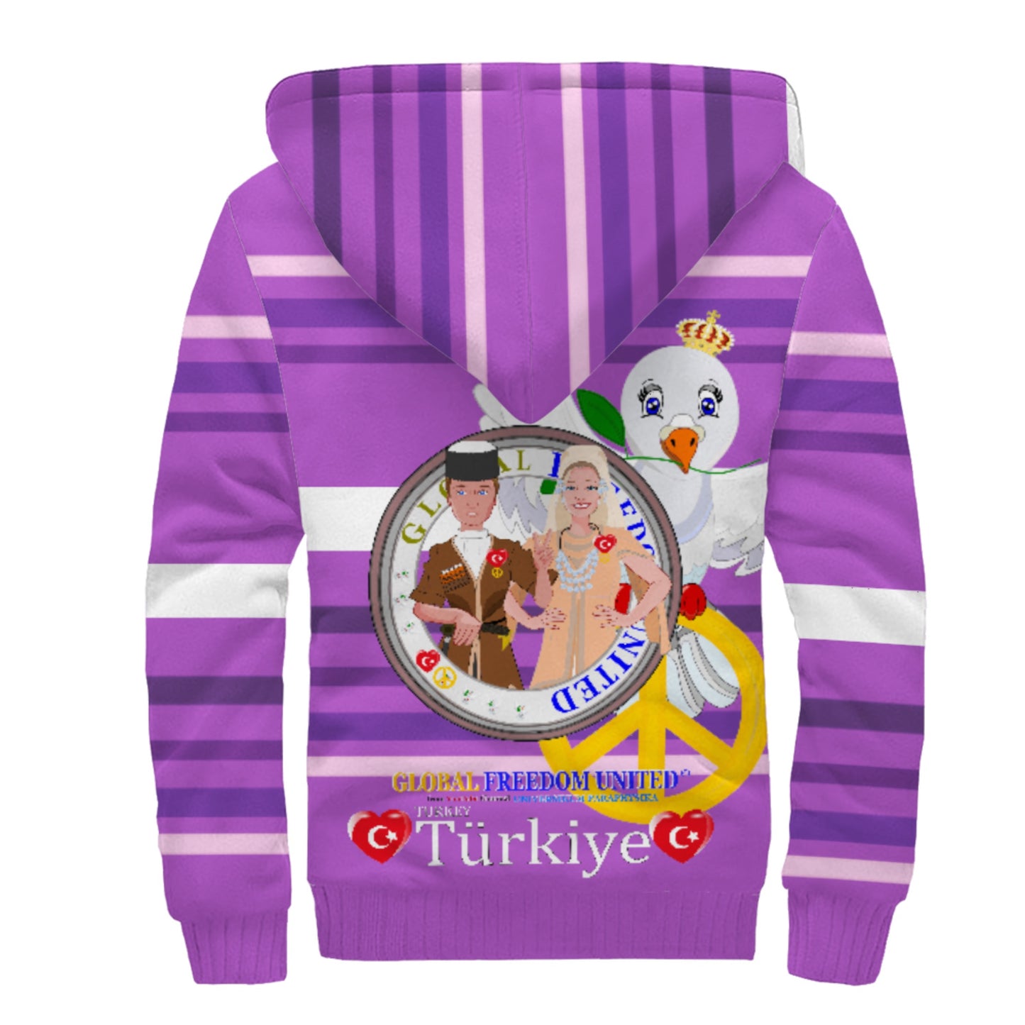 Plush Hoodie GLOBAL FREEDOM UNITED© Couple Turkey Lilac