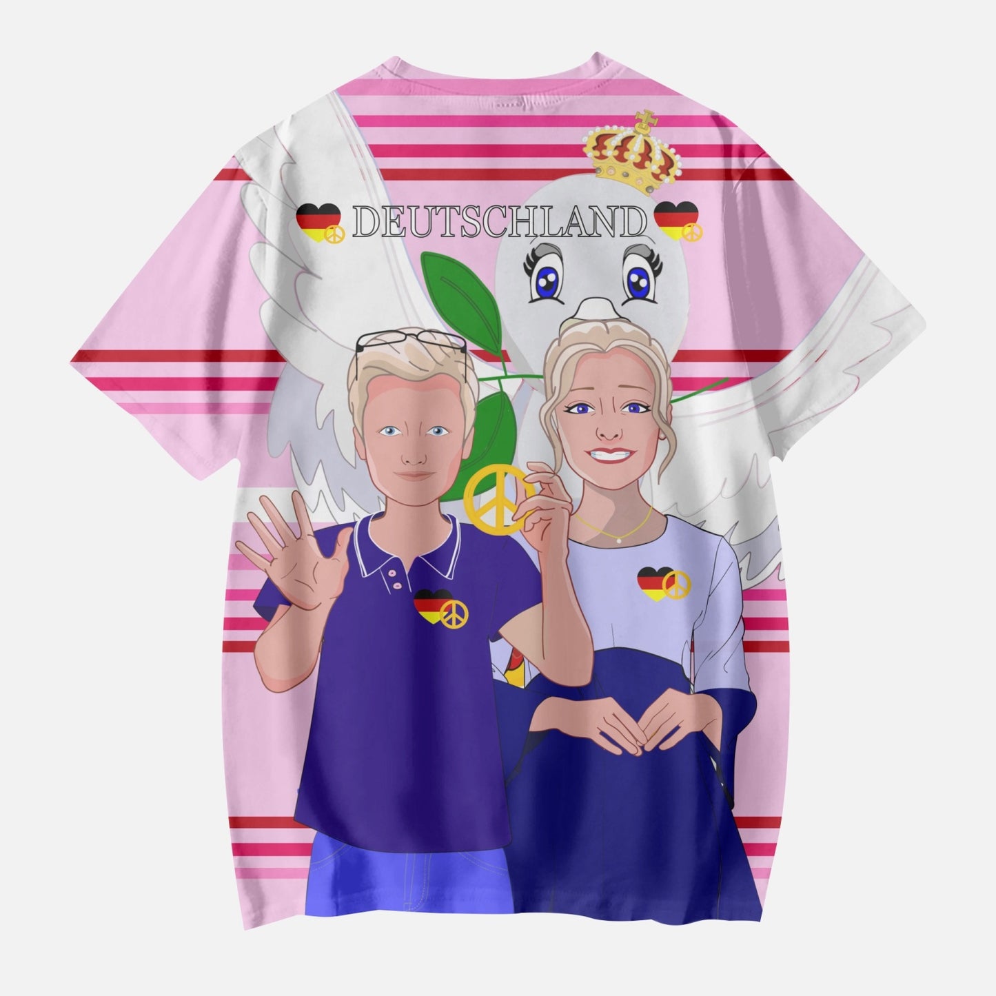 AOP Kids' Short T-Shirts GLOBAL FREEDOM UNITED COUPLE EDITION GERMANY V2 PINK2
