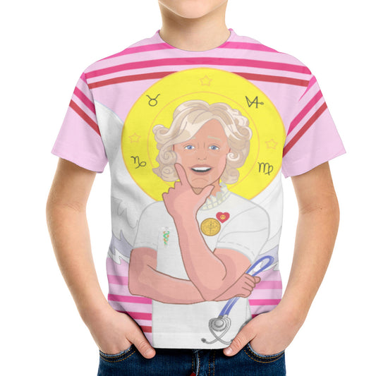 Kid´s T-shirt 2 GLOBAL FREEDOM UNITED© Archangel Gabriel Latin Pink1