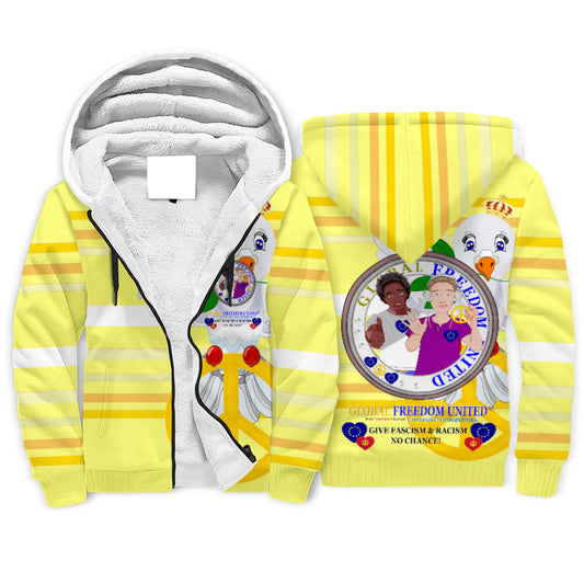 Plush Hoodie GLOBAL FREEDOM UNITED© Men Anti Racism & Fascism Yellow