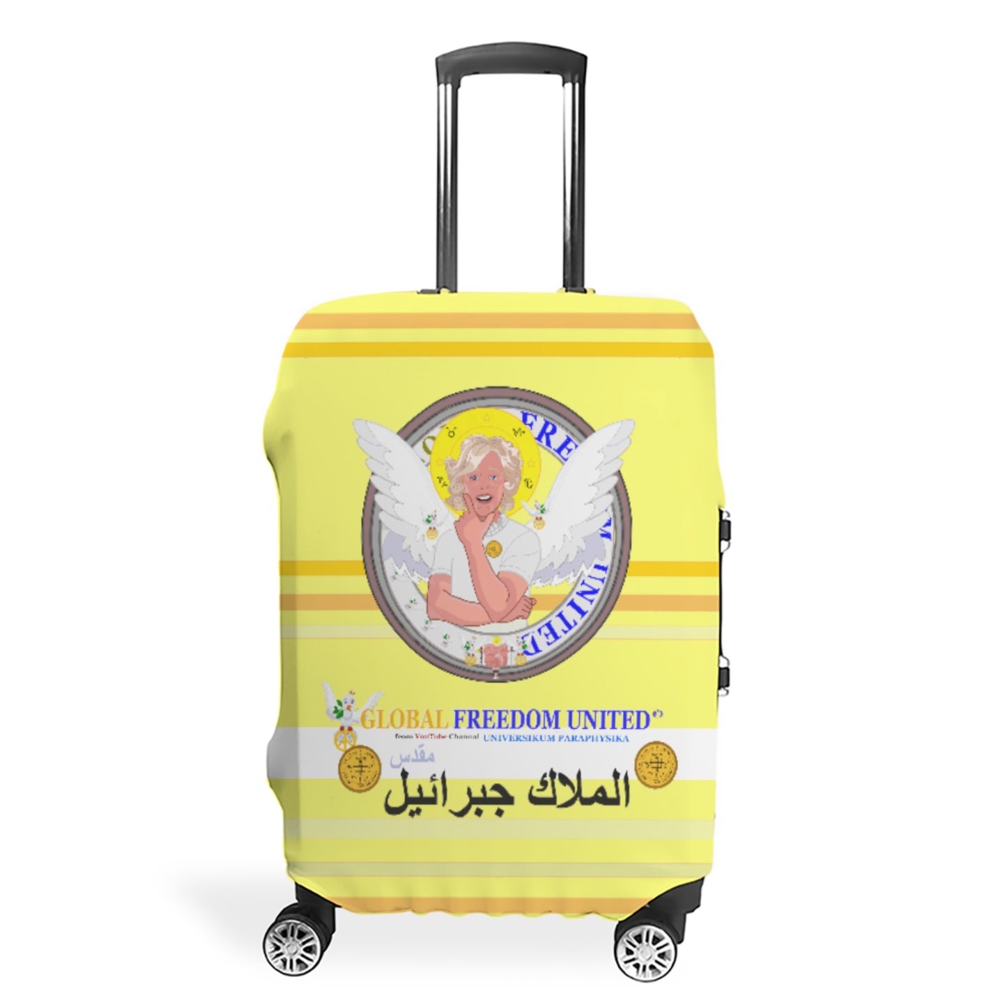 Luggage Cover GLOBAL FREEDOM UNITED© Archangel Gabriel Yellow