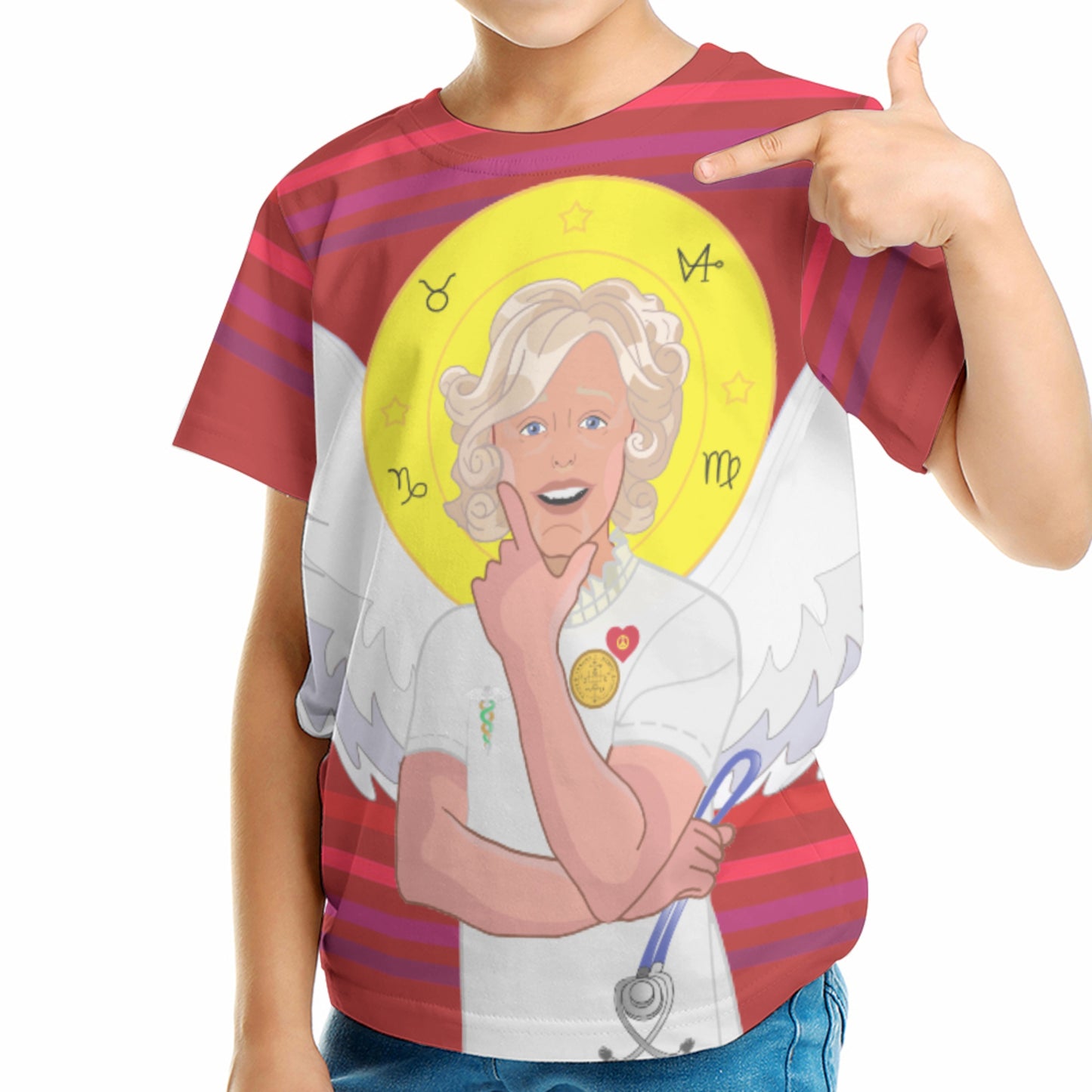 Kid´s T-shirt 2 GLOBAL FREEDOM UNITED© Archangel Gabriel English Red