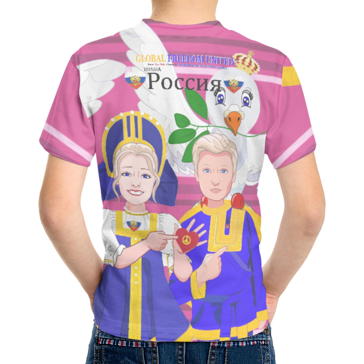 Kid´s T-shirt GLOBAL FREEDOM UNITED© Couple Russia Pink2