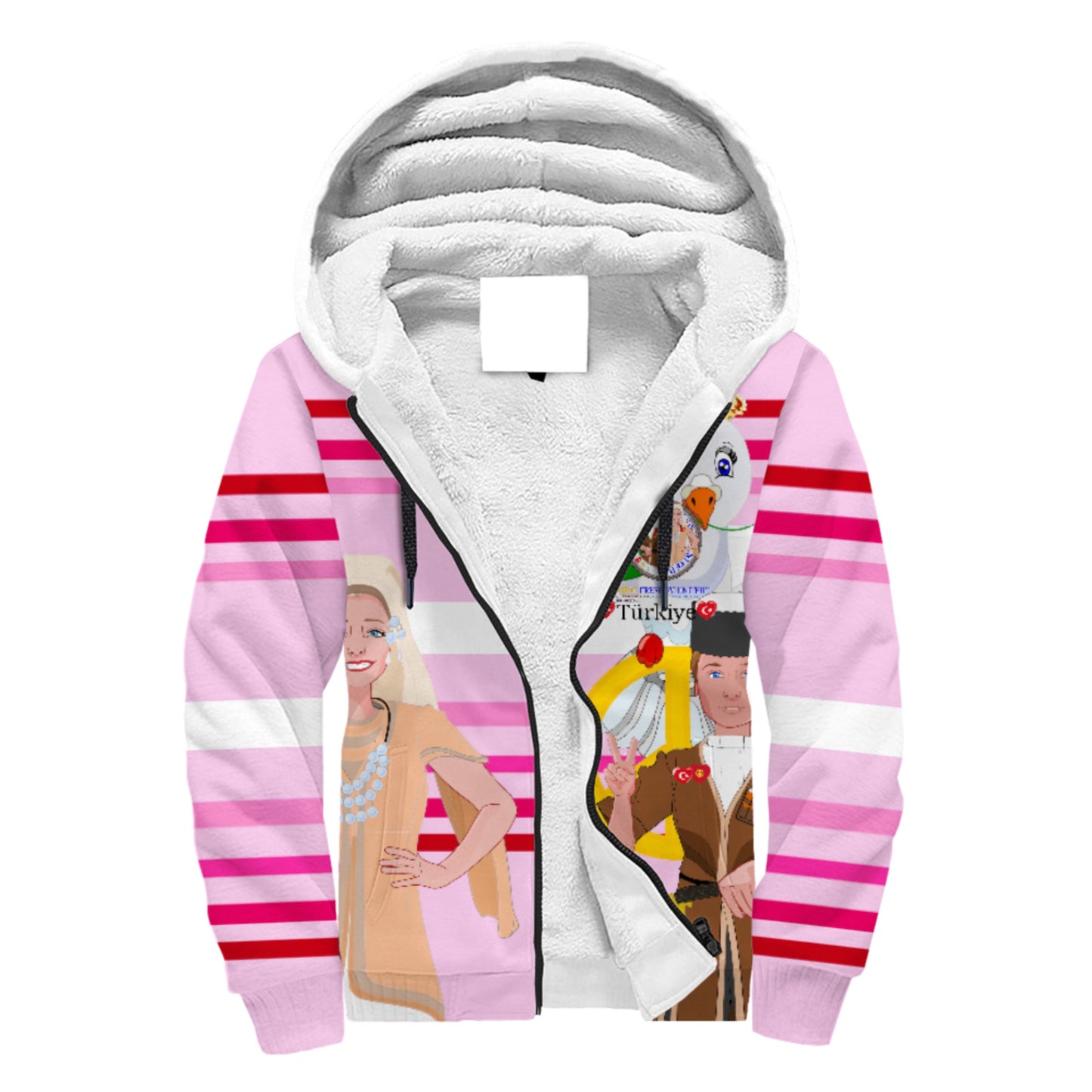 Plush Hoodie GLOBAL FREEDOM UNITED© Couple Turkey Pink1