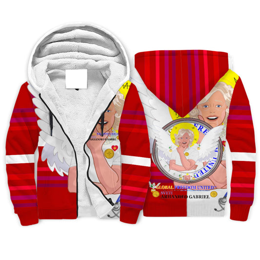 Plush Hoodie GLOBAL FREEDOM UNITED© Archangel Gabriel Croatia  Red