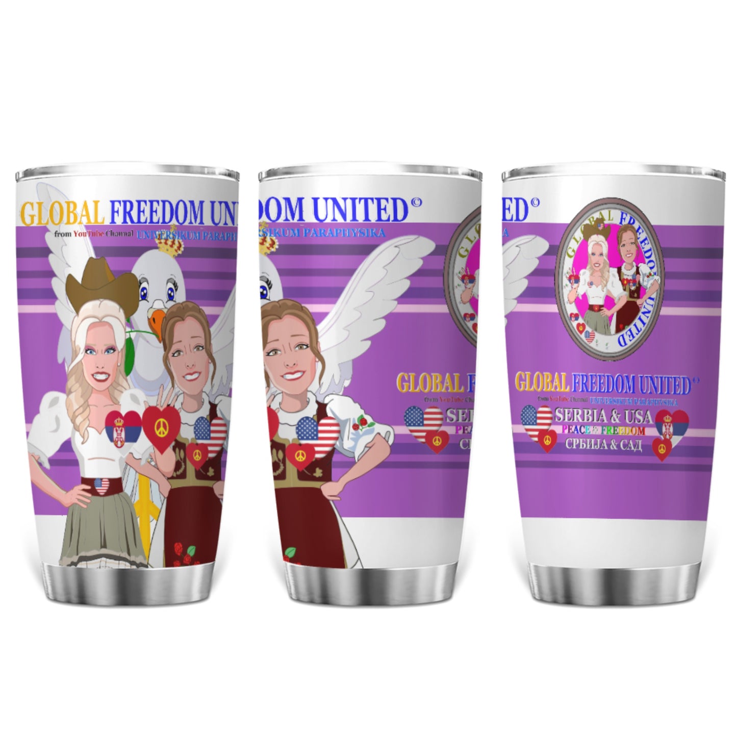 Tumbler GLOBAL FREEDOM UNITED© Women Serbia & USA Lilac