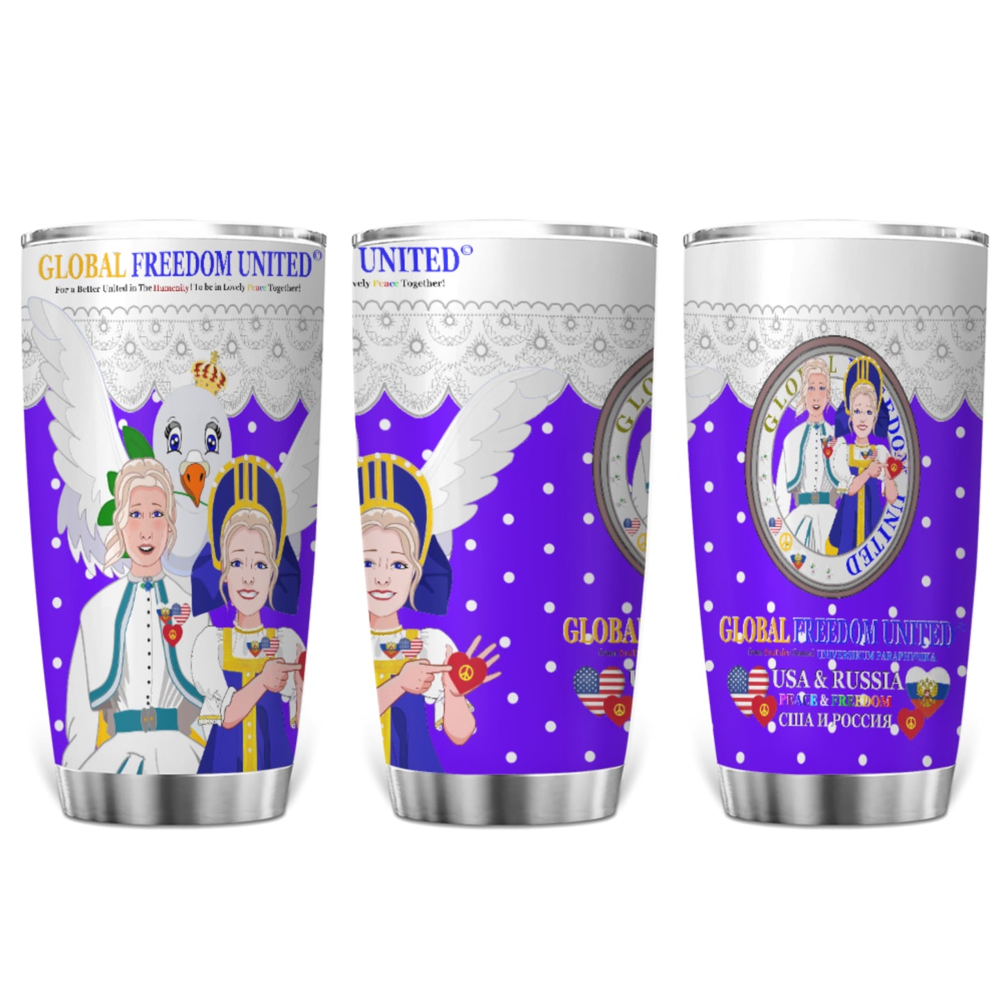 Tumbler GLOBAL FREEDOM UNITED© Women Russia & USA Lilac2