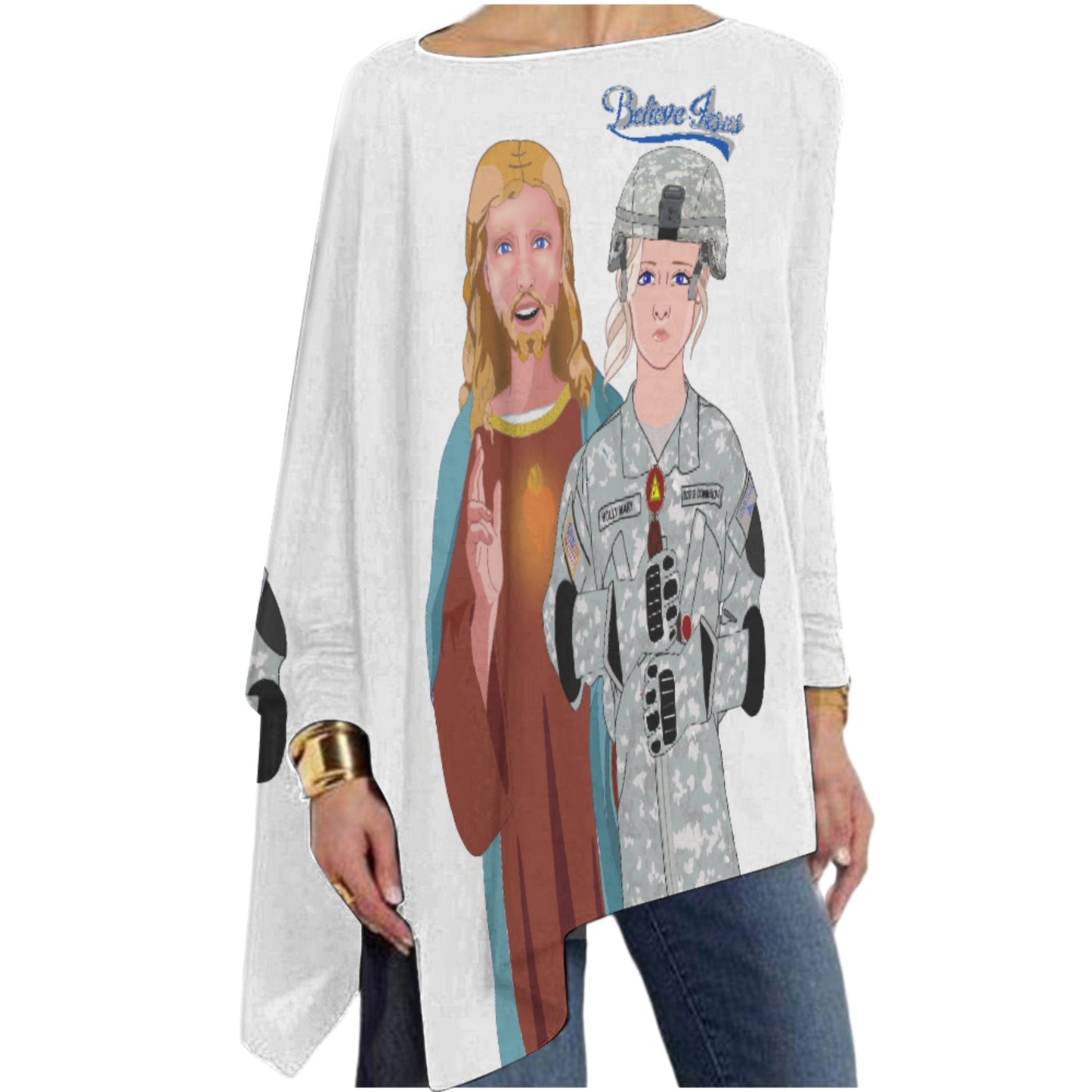 Pullover Long Sleeve T-shirt  GLOBAL FREEDOM UNITED© Jesus Christ For Fallen Veteran US American Soldiers V1