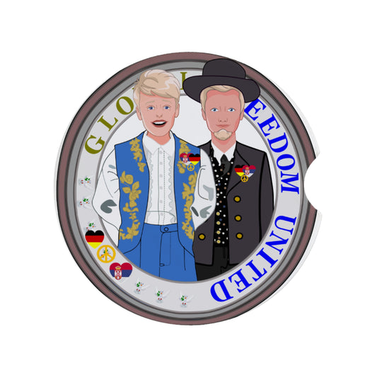 Ceramic Car Coaster GLOBAL FREEDOM UNITED© Men Serbia & Germany V2