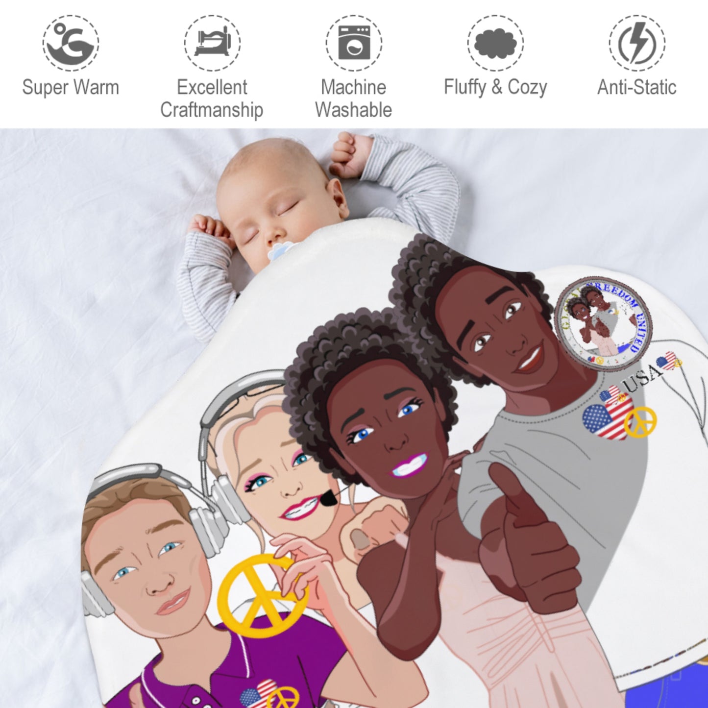 Blanket For Kids GLOBAL FREEDOM UNITED© Couple USA Afro American
