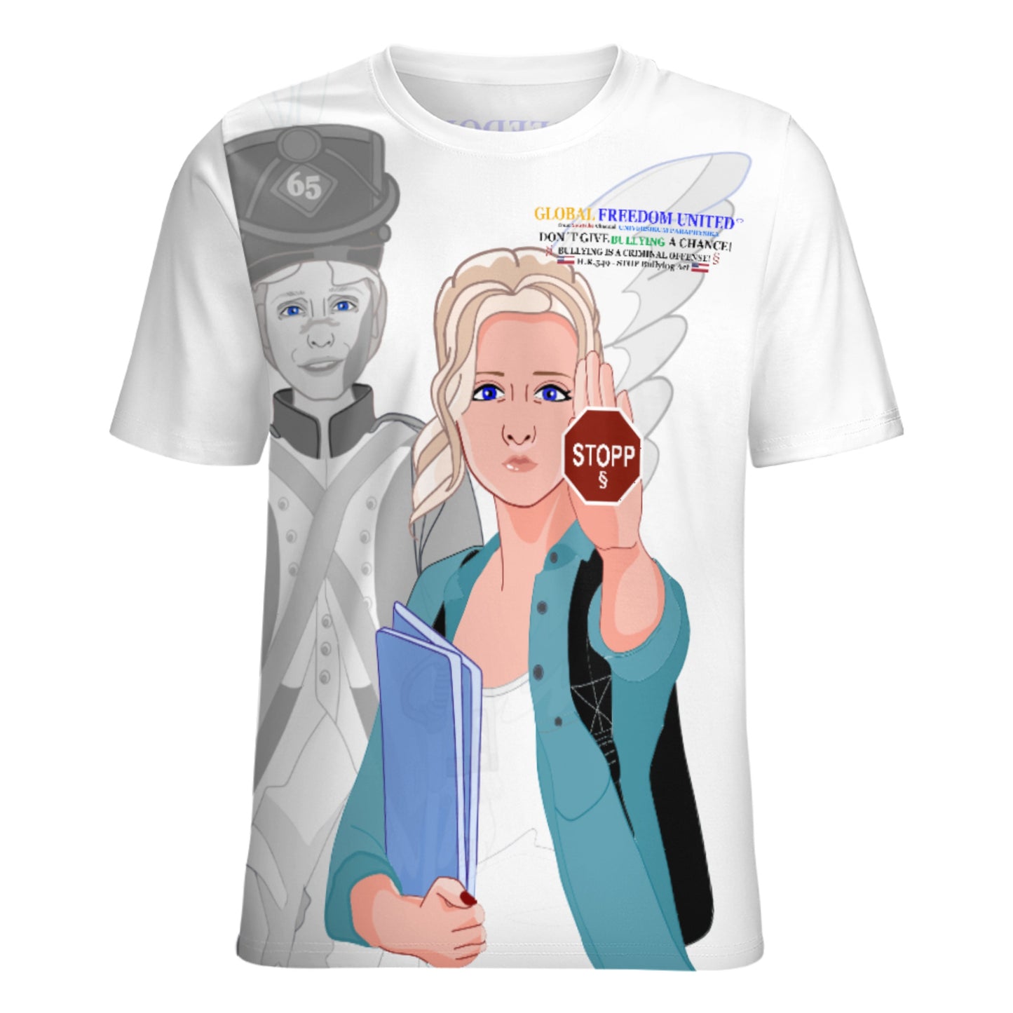 Women´s T-shirt GLOBAL FREEDOM UNITED© Anti Bullying Wight USA