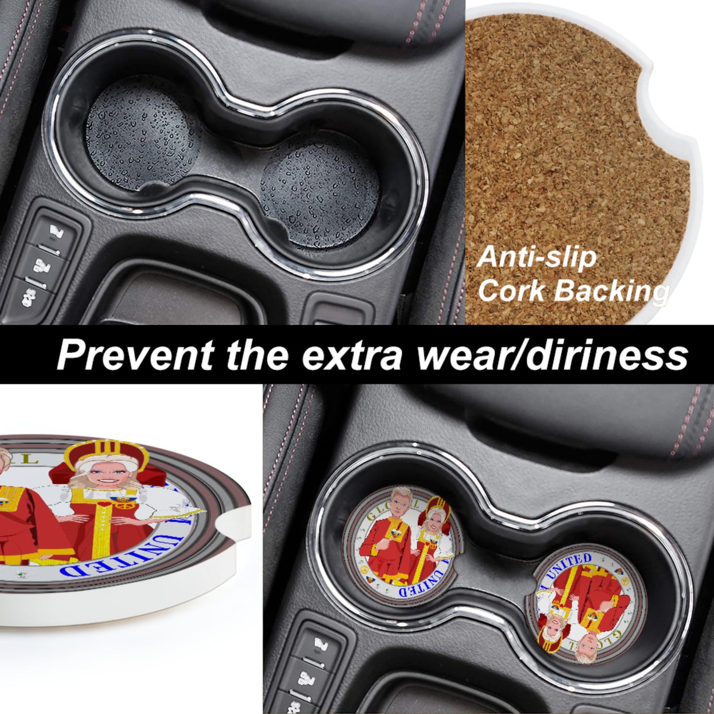 Ceramic Car Coaster GLOBAL FREEDOM UNITED© Couple Russia