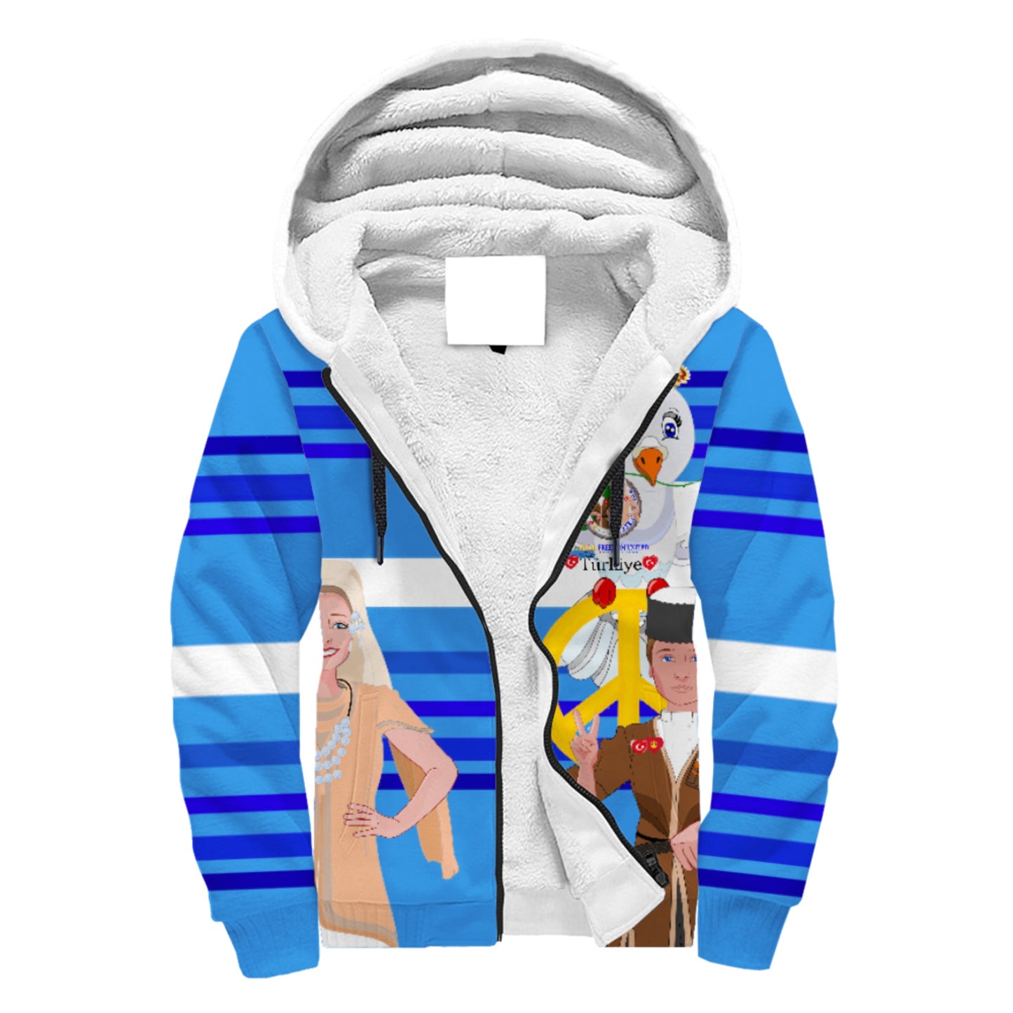 Plush Hoodie GLOBAL FREEDOM UNITED© Couple Turkey Deep Blue
