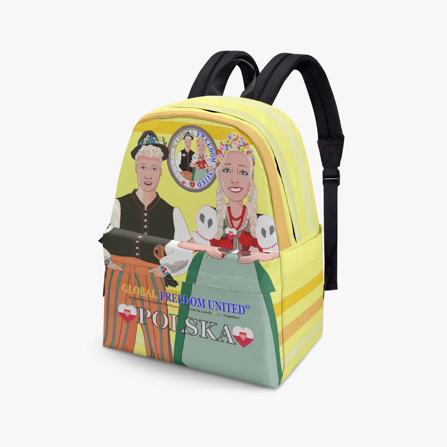 GLOBAL FREEDOM UNITED© Couple Poland Yellow - All-over-print Canvas Backpack