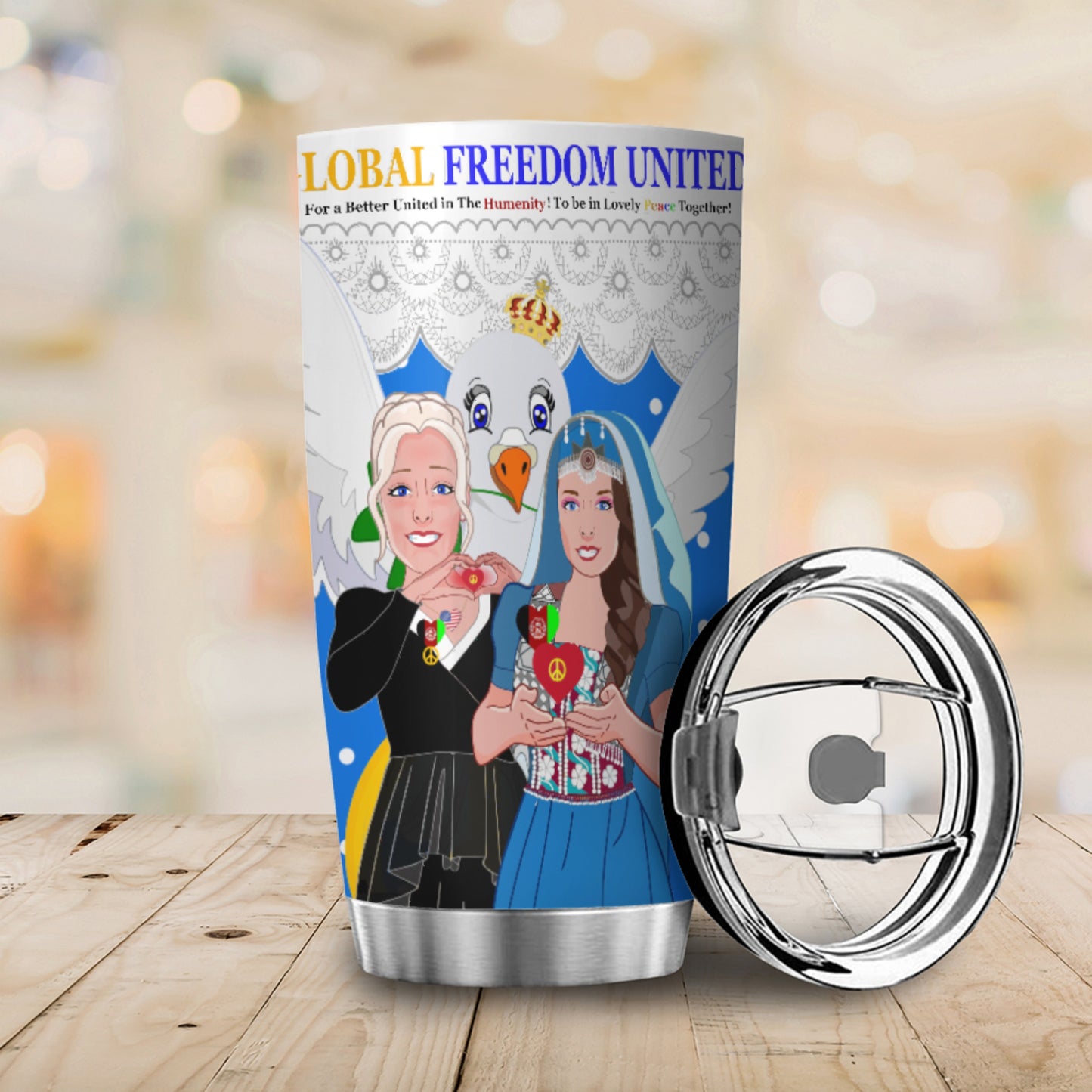 Tumbler GLOBAL FREEDOM UNITED© Women Afghanistan & USA Blue