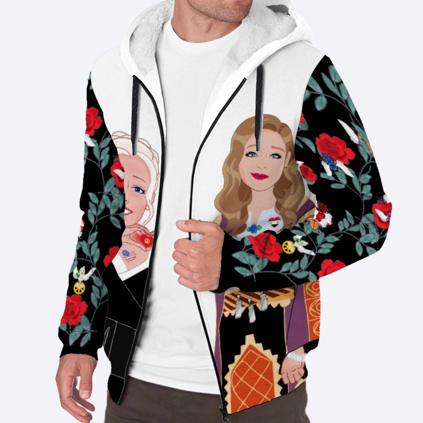 Plush Hoodie GLOBAL FREEDOM UNITED© Women Syria & USA Big