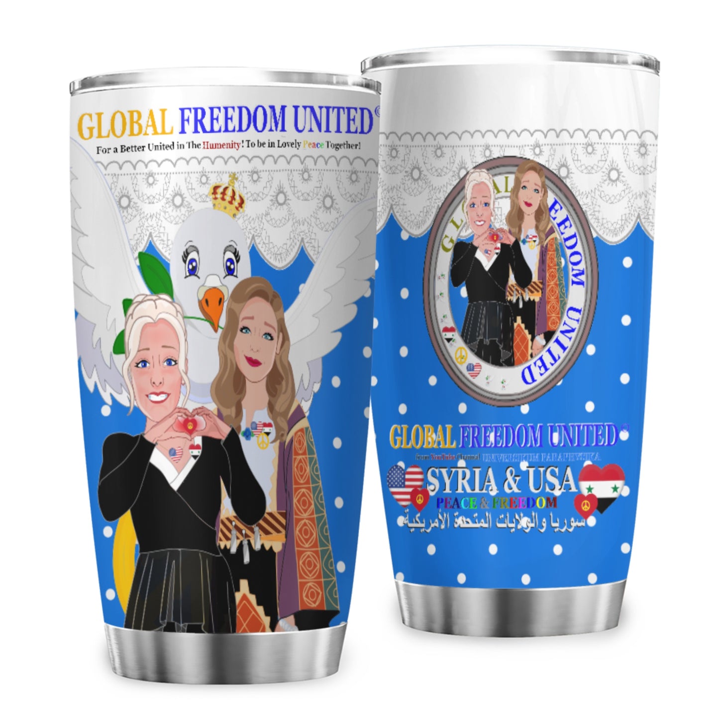 Tumbler GLOBAL FREEDOM UNITED© Women Syria & USA Blue