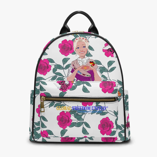 All Over Printed PU Backpack GLOBAL FREEDOM UNITED© Couple Germany Skarabeus Beetle Women  Pink