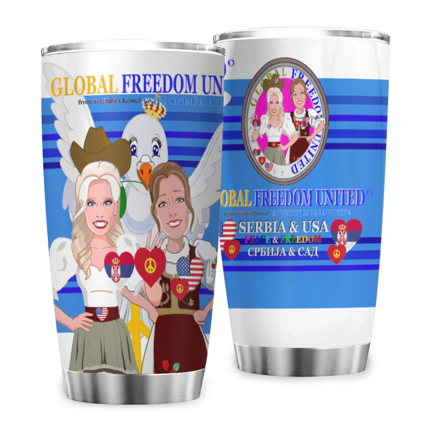 Tumbler Global Freedom United© Women Serbia & Usa  Deep Blue