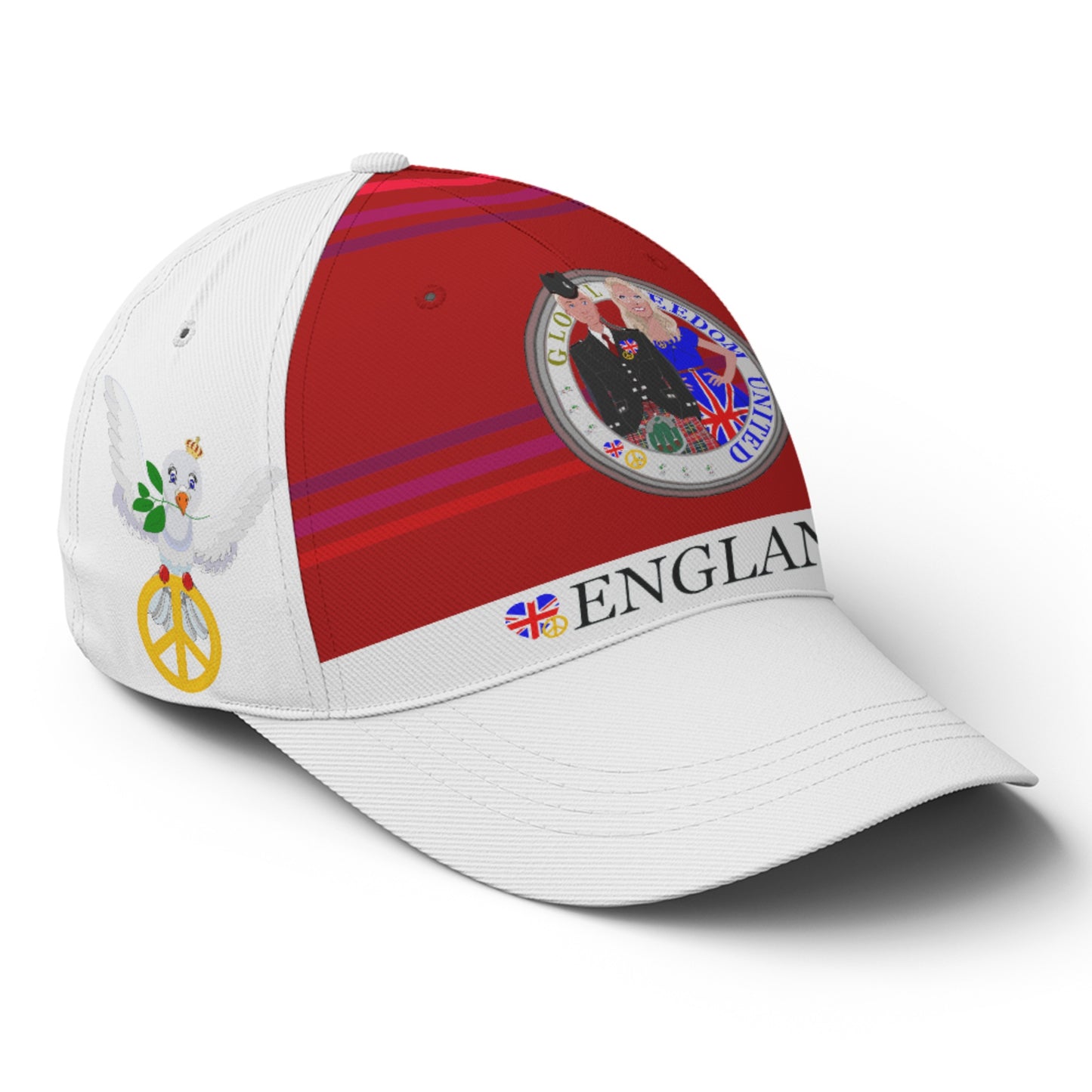 Basketball Cap GLOBAL FREEDOM UNITED© Couple England Red